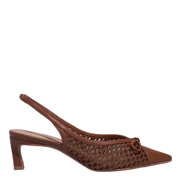 Scarpin Napa Soft Marrom Bico Fino Salto Baixo