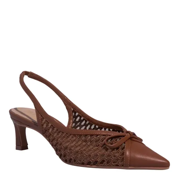 Scarpin Napa Soft Marrom Bico Fino Salto Baixo