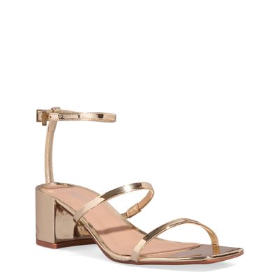 Sandália Lolla Metalizada Salto Grosso Dourada