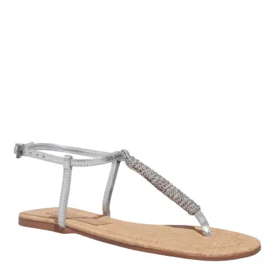 Rasteira Strass Brilho Metalizada Prata