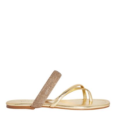 Rasteira Tiras Metalizada Soft Dourada