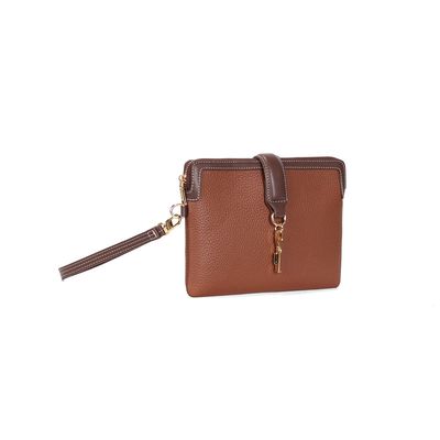 Clutch Floater Alça De Mão Pespontos Caramelo