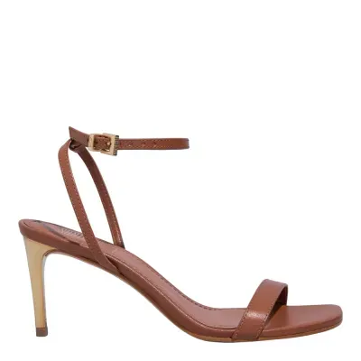 Sandália Couro Pelica Soft Caramelo Salto Fino