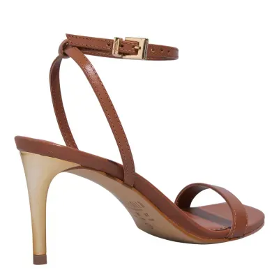 Sandália Couro Pelica Soft Caramelo Salto Fino