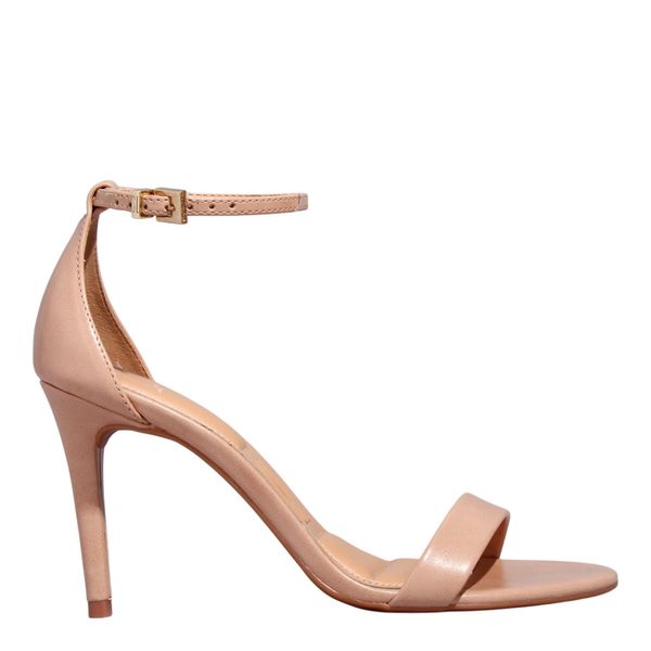 Sandália Napa Madri Salto Alto Bege