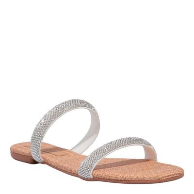 Rasteira Brilho Strass Cristal Prata