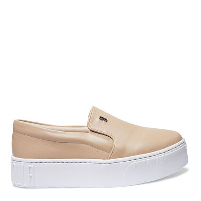 Tênis Slip On Plataforma Bege