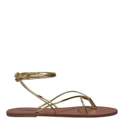 Rasteira Metalizada Soft Amarração Dourada