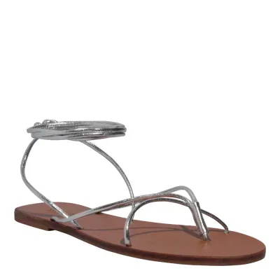 Rasteira Metalizada Prata Amarração