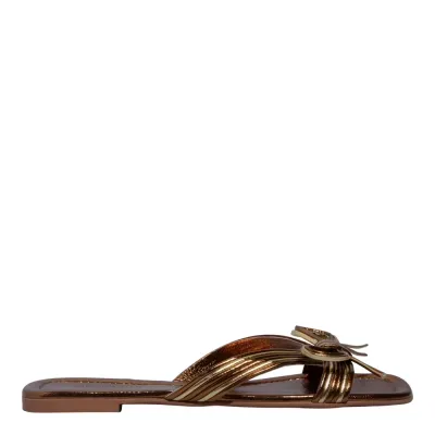 Rasteira Metalizada Laço Bronze