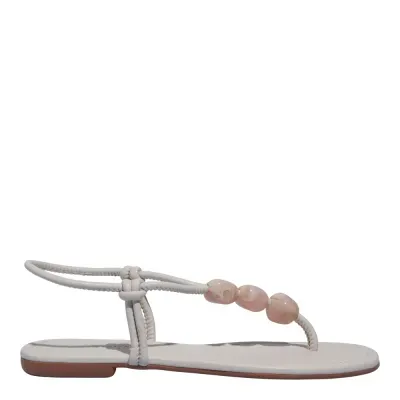 Rasteira Napa Soft Miçangas Branca