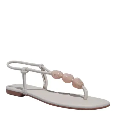 Rasteira Napa Soft Miçangas Branca