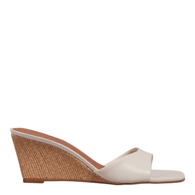 Mule Anabela Couro Nobre Soft Bico Quadrado Off White