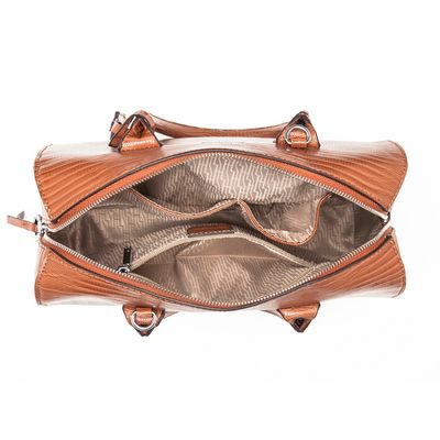 Bolsa Baú Croco Caramelo