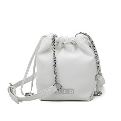 Bolsa Couro Bucket Pequena Branca