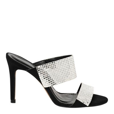 Mule Suede Strass Preta