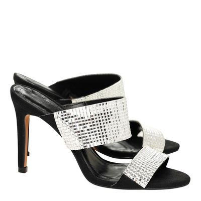 Mule Suede Strass Preta