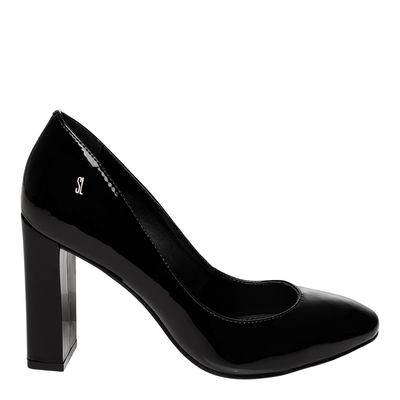 Scarpin Envernizado Salto Alto Grosso Preto