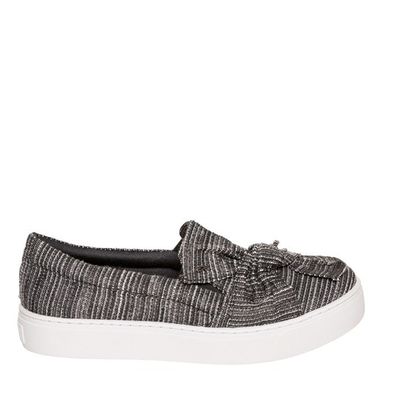 Tênis Slip On Infantil Preto Tweed Laço