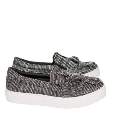 Tênis Slip On Infantil Preto Tweed Laço