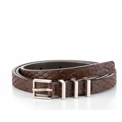 Cinto fivela croco marrom