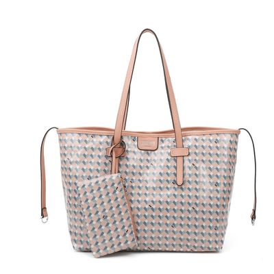 Bolsa Shopper Coated Cubos Bege