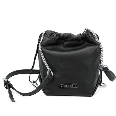 Bolsa Couro Bucket Pequena Preta