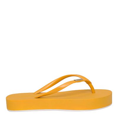 Flip Flop Emborrachado Sola Alta Amarelo Ouro