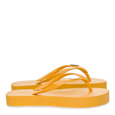 Flip Flop Emborrachado Sola Alta Amarelo Ouro