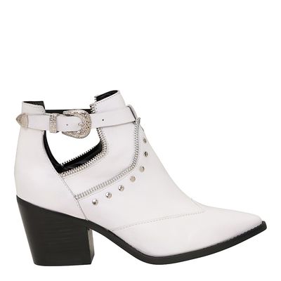 Bota Cano Baixo Fivela Branca