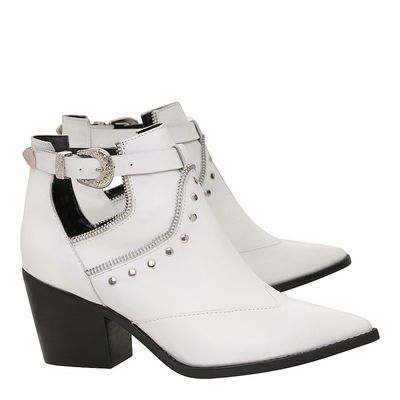 Bota Cano Baixo Fivela Branca