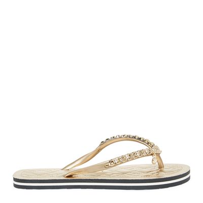 Chinelo Flip Flop Metalizado Dourado