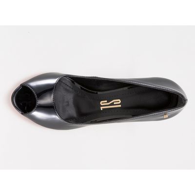 Peep Toe Envernizado Preto