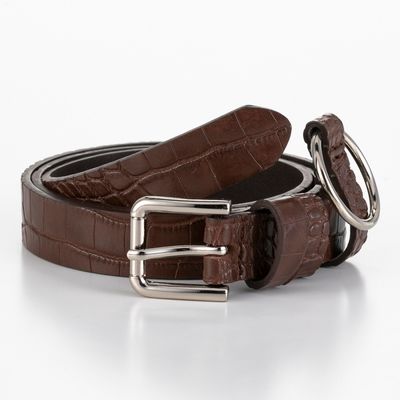 Cinto Argola Croco Marrom