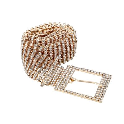 Cinto Metal Strass Dourado