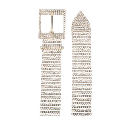 Cinto Metal Strass Dourado
