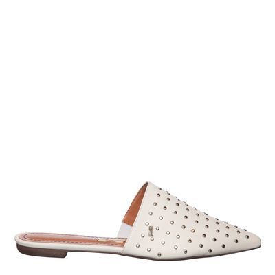 Mule Couro Pelica Soft Tachas Branco