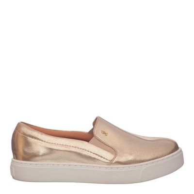 Tênis Slip On Dourado Brilhante