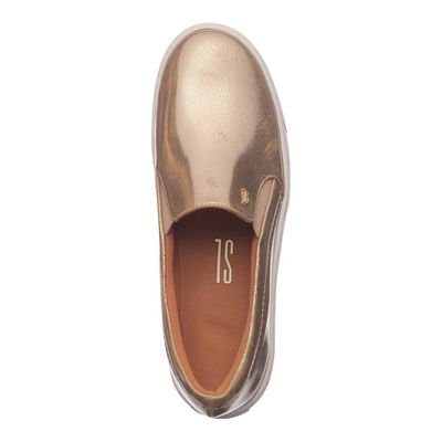 Tênis Slip On Dourado Brilhante