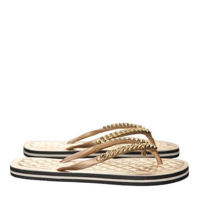 Flip Flop Dourado Corrente Flat