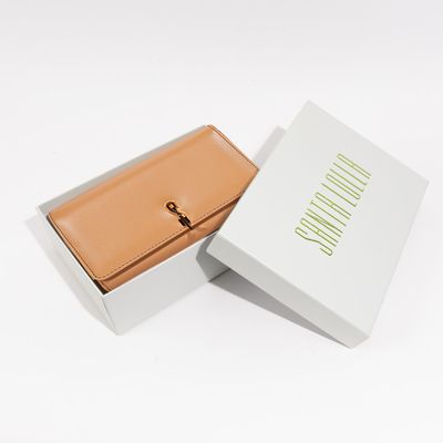 Bolsa Carteira Pequena Com Caixa Soft Caramelo Alça Transversal Corrente