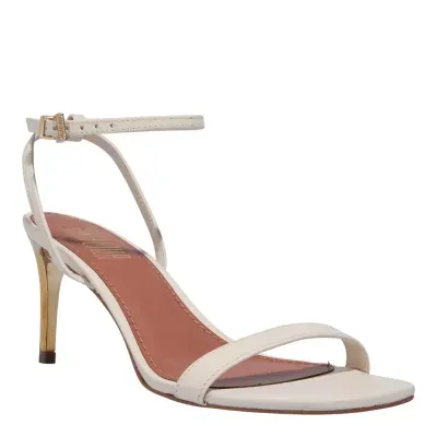 Sandália Couro Pelica Creme Salto Fino