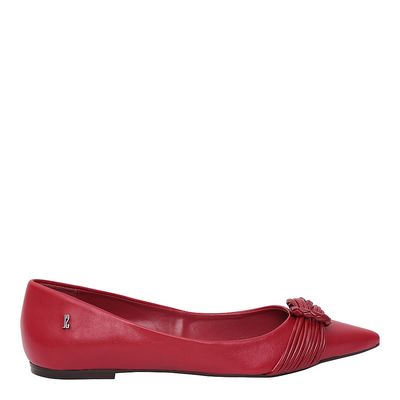 Sapatilha New Couro Pelica Soft Bico Fino Vermelha
