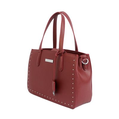 Bolsa Caviar Média Tachas Vinho