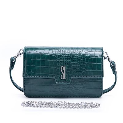 Bolsa Croco Pequena Corrente Verde