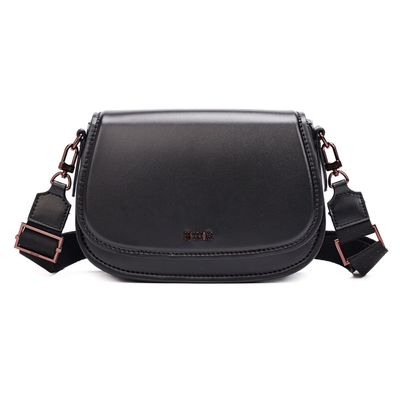 Bolsa Soft Preta Alça Gorgurão Transversal