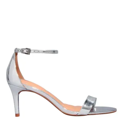 Sandália Metalizada Prata Salto Fino