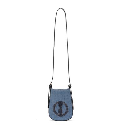Bolsa Porta Celular Jeans Azul Alça Transversal