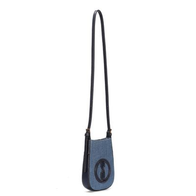 Bolsa Porta Celular Jeans Azul Alça Transversal