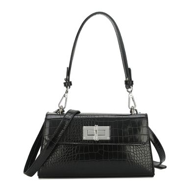 Bolsa Baguete Croco Preta